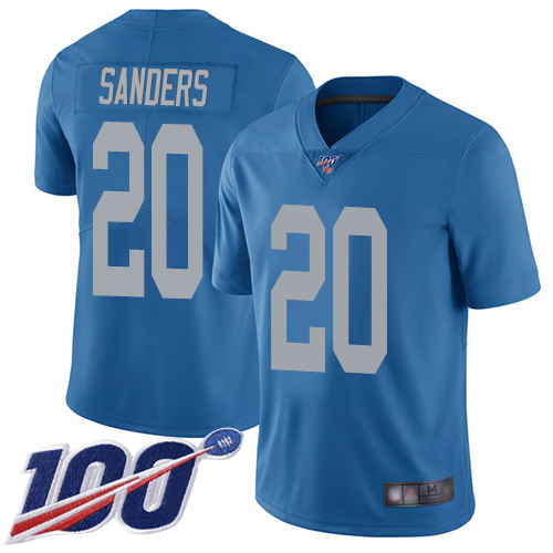 Lions #20 Barry Sanders Blue Throwback Men's Stitched 100th Season Vapor Limited Jersey cheap jerseys for sale - CheapJerseys.Shop