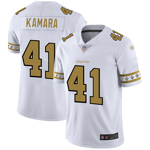 Saints #41 Alvin Kamara White Men's Stitched Limited Team Logo Fashion Jersey cheap jerseys for sale - CheapJerseys.Shop