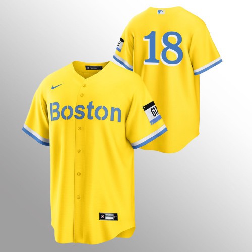 Boston Boston Red Sox #18 Kyle Schwarber Men's 2021 City Connect Gold Fans Version Jersey - No Name Men's cheap jerseys for sale - CheapJerseys.Shop
