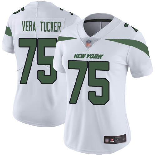 New York Jets #75 Alijah Vera-Tucker White Women's Stitched Vapor Untouchable Limited Jersey Womens cheap jerseys for sale - CheapJerseys.Shop