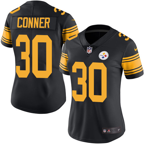 Pittsburgh Steelers #30 James Conner Black Women's Stitched Limited Rush Jersey Womens cheap jerseys for sale - CheapJerseys.Shop