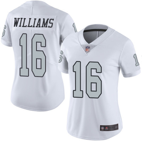 Las Vegas Raiders #16 Tyrell Williams White Women's Stitched Limited Rush Jersey Womens cheap jerseys for sale - CheapJerseys.Shop