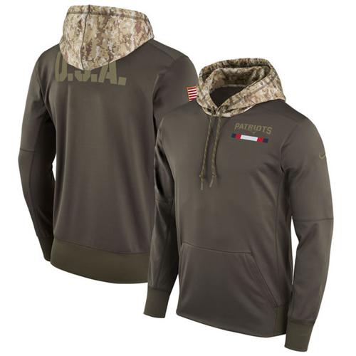 Men's New England Patriots Olive Salute To Service Sideline Therma Pullover Hoodie cheap jerseys for sale - CheapJerseys.Shop