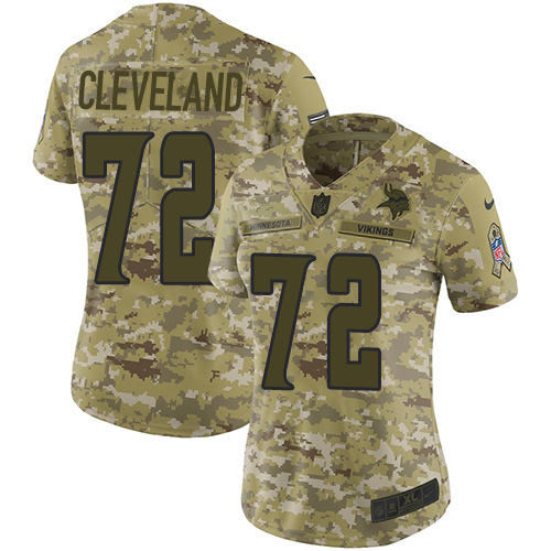 Minnesota Vikings #72 Ezra Cleveland Camo Women's Stitched Limited 2018 Salute To Service Jersey Womens cheap jerseys for sale - CheapJerseys.Shop