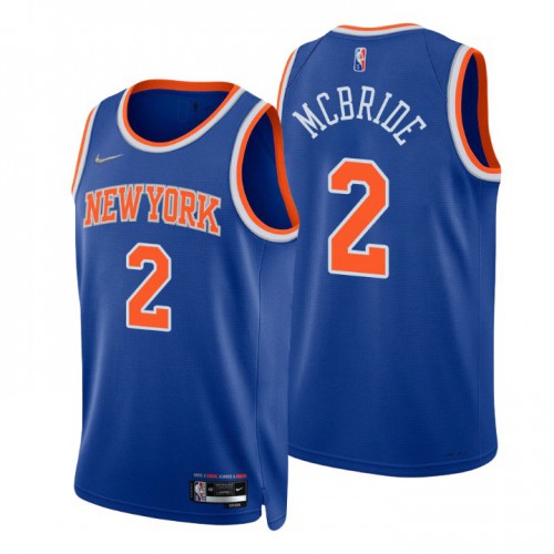 New York Knicks #2 Miles Mcbride Blue Mens 2021-22 75th Anniversary Diamond Swingman Jersey - Icon Edition Mens cheap jerseys for sale - CheapJerseys.Shop