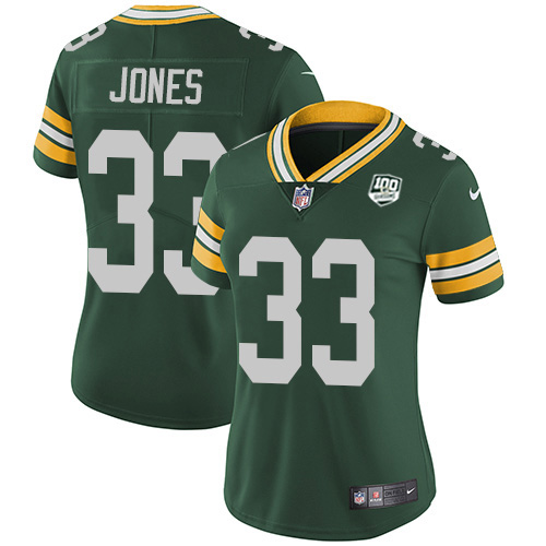 Packers #33 Aaron Jones Green Team Color Women's 100th Season Stitched Vapor Untouchable Limited Jersey cheap jerseys for sale - CheapJerseys.Shop