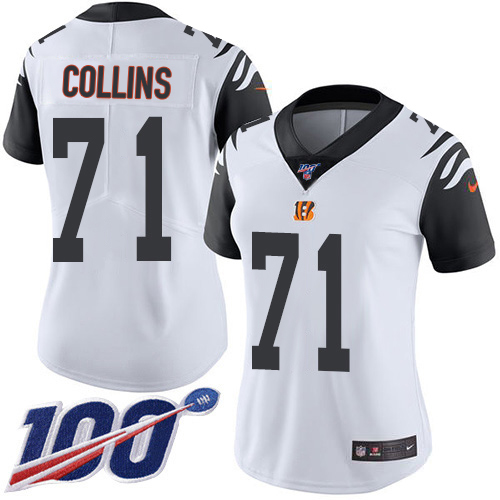 Bengals #71 La'el Collins White Women's Stitched Limited Rush 100th Season Jersey cheap jerseys for sale - CheapJerseys.Shop