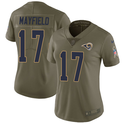 Rams #17 Baker Mayfield Olive Women's Stitched Limited 2017 Salute To Service Jersey cheap jerseys for sale - CheapJerseys.Shop