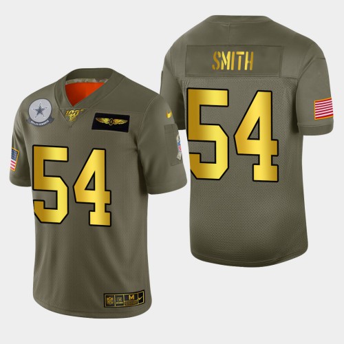 Dallas Dallas Cowboys #54 Jaylon Smith Men's Olive Gold 2019 Salute to Service Limited 100 Jersey Men's cheap jerseys for sale - CheapJerseys.Shop