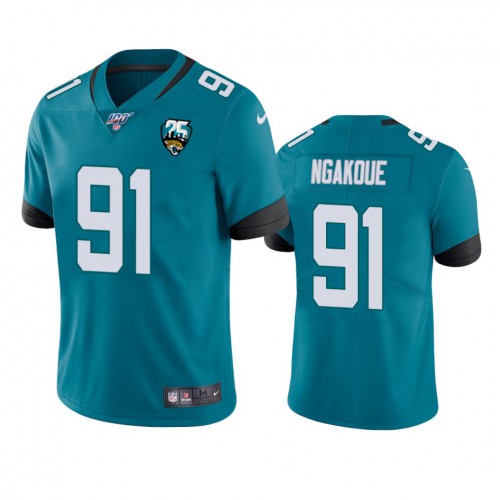 Jacksonville Jaguars #91 Yannick Ngakoue Teal 25th Anniversary Vapor Limited Stitched 100th Season Jersey Men's cheap jerseys for sale - CheapJerseys.Shop