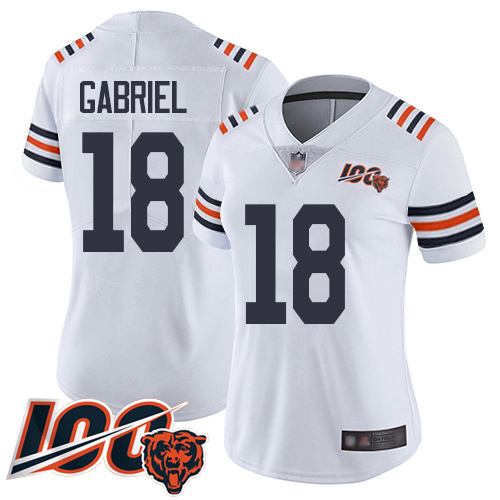 Chicago Bears #18 Taylor Gabriel White Alternate Women's Stitched Vapor Untouchable Limited 100th Season Jersey Womens cheap jerseys for sale - CheapJerseys.Shop