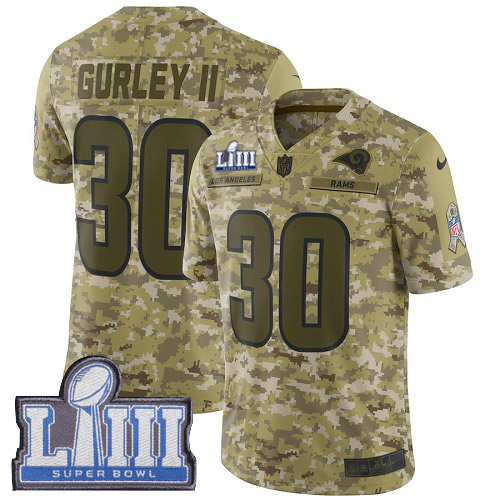 Los Angeles Rams #30 Todd Gurley II Camo Super Bowl LIII Bound Men's Stitched Limited 2018 Salute To Service Jersey Men's cheap jerseys for sale - CheapJerseys.Shop
