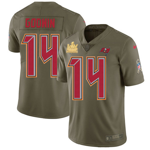 Buccaneers #14 Chris Godwin Olive Men's Super Bowl LV Champions Patch Stitched Limited 2017 Salute To Service Jersey cheap jerseys for sale - CheapJerseys.Shop