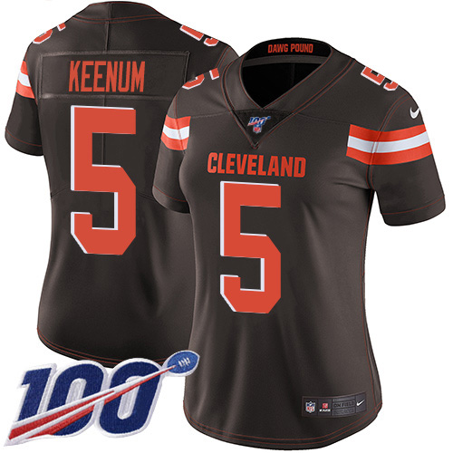 Cleveland Browns #5 Case Keenum Brown Team Color Women's Stitched 100th Season Vapor Untouchable Limited Jersey Womens cheap jerseys for sale - CheapJerseys.Shop