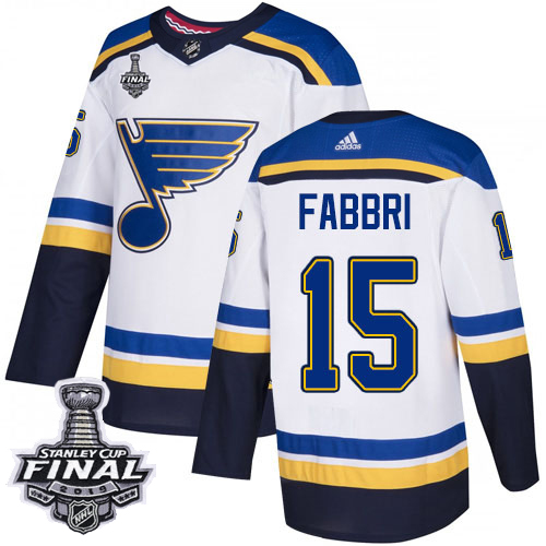 St. Louis Blues #15 Robby Fabbri White Road Authentic 2019 Stanley Cup Final Stitched Jersey Men's cheap jerseys for sale - CheapJerseys.Shop