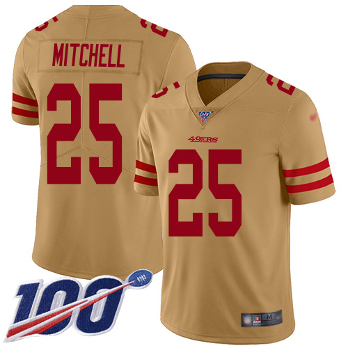 49ers #25 Elijah Mitchell Gold Youth Stitched Limited Inverted Legend 100th Season Jersey cheap jerseys for sale - CheapJerseys.Shop