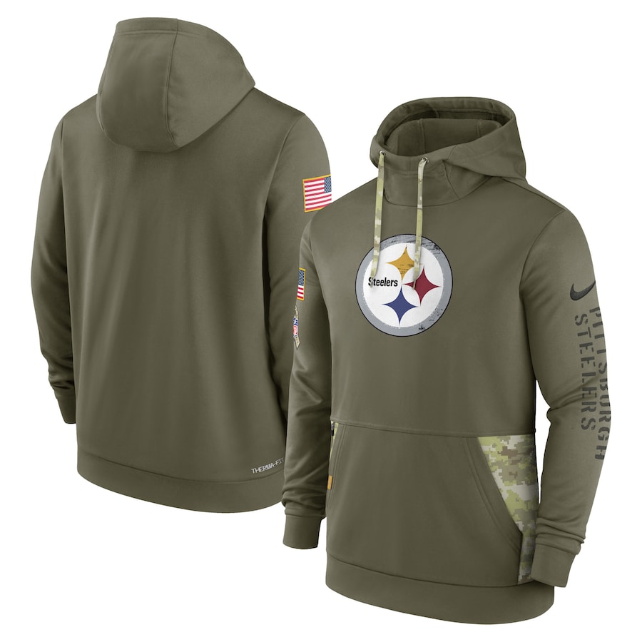 Pittsburgh Steelers 2022 Salute To Service Therma Performance Pullover Hoodie - Olive cheap jerseys for sale - CheapJerseys.Shop