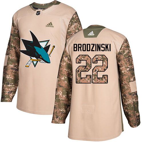 San Jose Sharks #22 Jonny Brodzinski Camo Authentic 2017 Veterans Day Stitched Jersey Men's cheap jerseys for sale - CheapJerseys.Shop