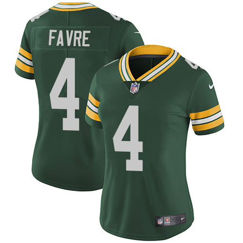 Green Bay Packers #4 Brett Favre Green Team Color Women's Stitched Vapor Untouchable Limited Jersey Womens cheap jerseys for sale - CheapJerseys.Shop