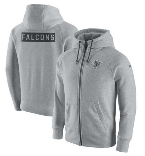 Men's Atlanta Falcons Ash Gridiron Gray 2.0 Full-Zip Hoodie cheap jerseys for sale - CheapJerseys.Shop