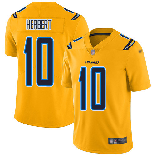 Chargers #10 Justin Herbert Gold Men's Stitched Limited Inverted Legend Jersey cheap jerseys for sale - CheapJerseys.Shop