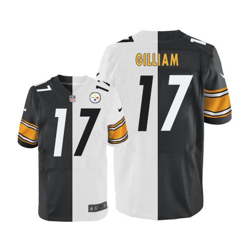 Pittsburgh Steelers #17 Joe Gilliam White/Black Men's Stitched Elite Split Jersey Men's cheap jerseys for sale - CheapJerseys.Shop