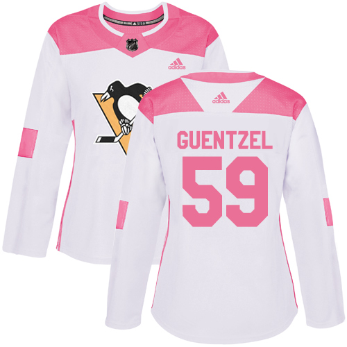 Pittsburgh Penguins #59 Jake Guentzel White/Pink Authentic Fashion Women's Stitched Jersey Womens cheap jerseys for sale - CheapJerseys.Shop