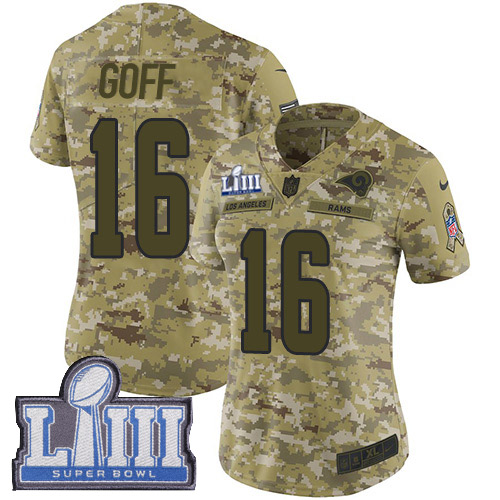 Los Angeles Rams #16 Jared Goff Camo Super Bowl LIII Bound Women's Stitched Limited 2018 Salute to Service Jersey Womens cheap jerseys for sale - CheapJerseys.Shop