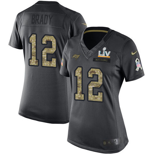 Buccaneers #12 Tom Brady Black Women's Super Bowl LV Bound Stitched Limited 2016 Salute To Service Jersey cheap jerseys for sale - CheapJerseys.Shop