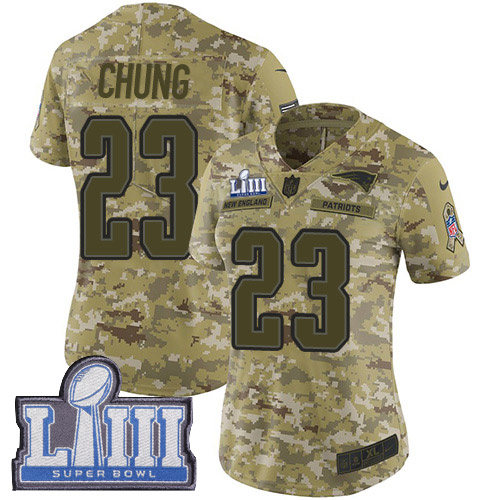 New England Patriots #23 Patrick Chung Camo Super Bowl LIII Bound Women's Stitched Limited 2018 Salute to Service Jersey Womens cheap jerseys for sale - CheapJerseys.Shop