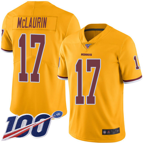 Commanders #17 Terry McLaurin Gold Youth Stitched Limited Rush 100th Season Jersey cheap jerseys for sale - CheapJerseys.Shop