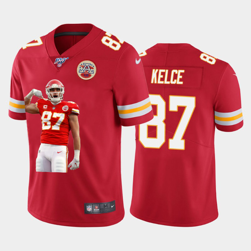 Kansas City Chiefs #87 Travis Kelce Team Hero 3 Vapor Limited 100 Jersey Red cheap jerseys for sale - CheapJerseys.Shop