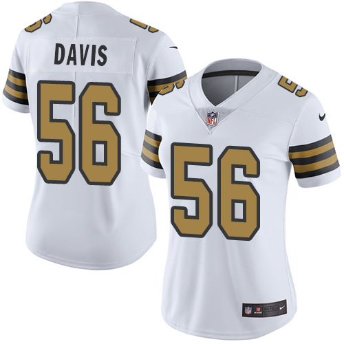 New Orleans Saints #56 DeMario Davis White Women's Stitched Limited Rush Jersey Womens cheap jerseys for sale - CheapJerseys.Shop