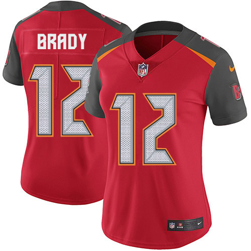 Buccaneers #12 Tom Brady Red Team Color Women's Stitched Vapor Untouchable Limited Jersey cheap jerseys for sale - CheapJerseys.Shop