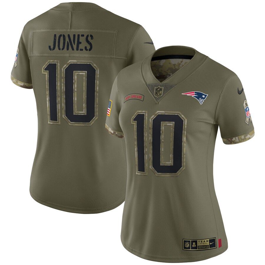 New England Patriots #10 Mac Jones Women's 2022 Salute To Service Limited Jersey - Olive cheap jerseys for sale - CheapJerseys.Shop