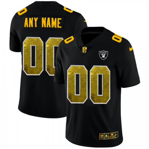 Las Vegas Raiders Custom Men's Black Golden Sequin Vapor Limited Jersey cheap jerseys for sale - CheapJerseys.Shop