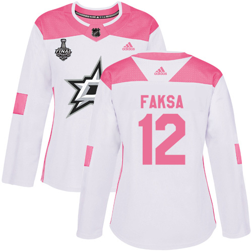 Dallas Stars #12 Radek Faksa White/Pink Authentic Fashion Women's 2020 Stanley Cup Final Stitched Jersey Womens cheap jerseys for sale - CheapJerseys.Shop