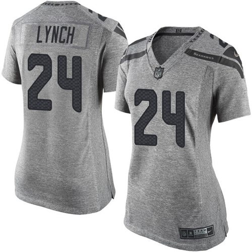 Seattle Seahawks #24 Marshawn Lynch Gray Women's Stitched Limited Gridiron Gray Jersey Womens cheap jerseys for sale - CheapJerseys.Shop