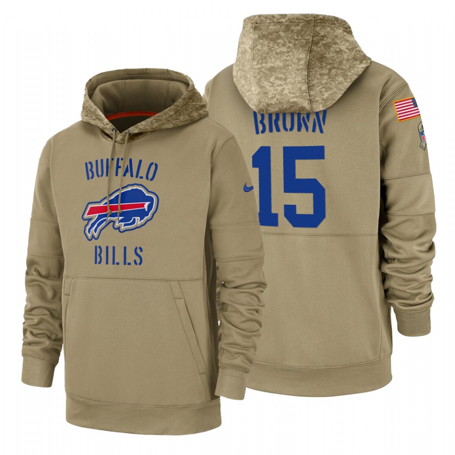 Buffalo Bills #15 John Brown Tan 2019 Salute To Service Name & Number Sideline Therma Pullover Hoodie cheap jerseys for sale - CheapJerseys.Shop