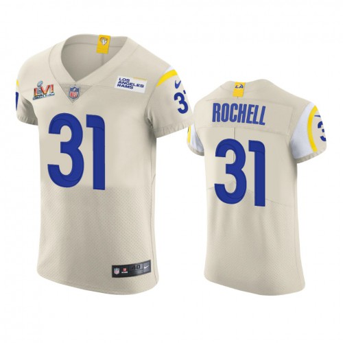 Los Angeles Los Angeles Rams #31 Robert Rochell Men's Super Bowl LVI Patch Vapor Elite Player Jersey - Bone Men's cheap jerseys for sale - CheapJerseys.Shop