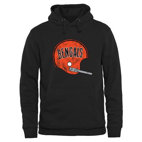Men's Cincinnati Bengals Pro Line Black Throwback Logo Pullover Hoodie cheap jerseys for sale - CheapJerseys.Shop