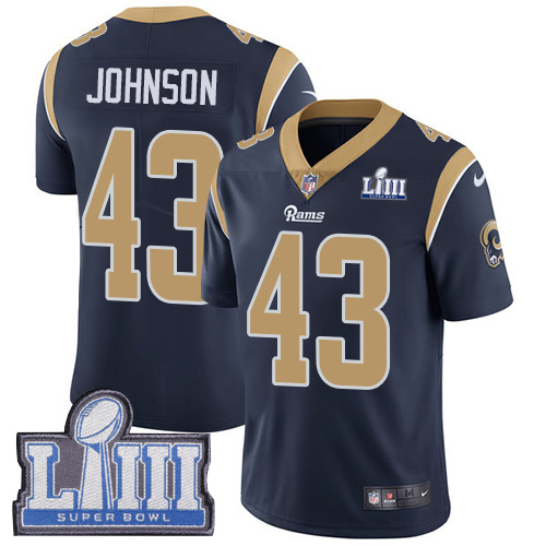 Los Angeles Rams #43 John Johnson Navy Blue Team Color Super Bowl LIII Bound Men's Stitched Vapor Untouchable Limited Jersey Men's cheap jerseys for sale - CheapJerseys.Shop