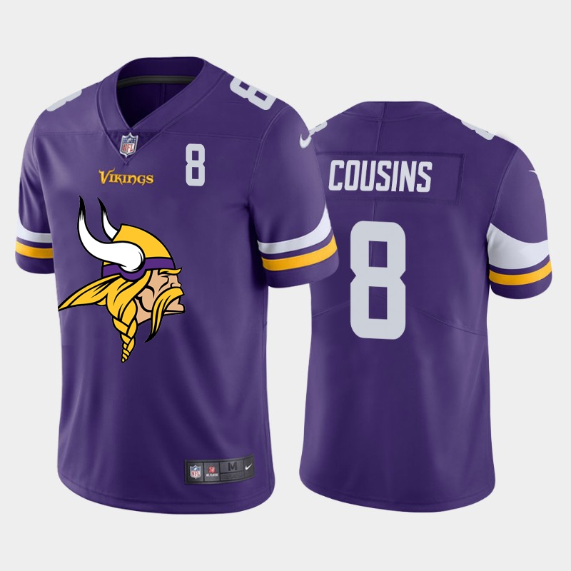 Minnesota Vikings #8 Kirk Cousins Purple Men's Big Team Logo Player Vapor Limited Jersey cheap jerseys for sale - CheapJerseys.Shop