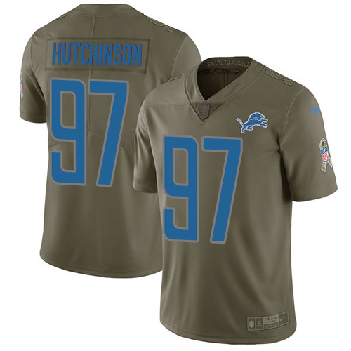 Lions #97 Aidan Hutchinson Olive Youth Stitched Limited 2017 Salute To Service Jersey cheap jerseys for sale - CheapJerseys.Shop