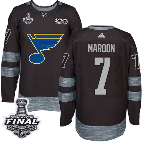 St. Louis Blues #7 Patrick Maroon Black 1917-2017 100th Anniversary 2019 Stanley Cup Final Stitched Jersey Men's cheap jerseys for sale - CheapJerseys.Shop