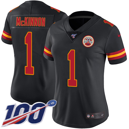 Chiefs #1 Jerick McKinnon Black Women's Stitched Limited Rush 100th Season Jersey cheap jerseys for sale - CheapJerseys.Shop