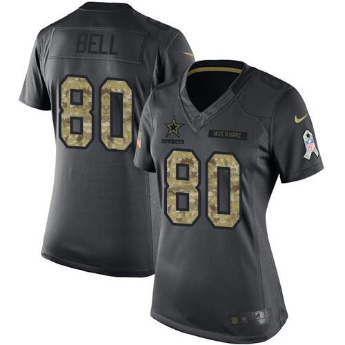 Dallas Cowboys #80 Blake Bell Black Women's Stitched Limited 2016 Salute to Service Jersey Womens cheap jerseys for sale - CheapJerseys.Shop