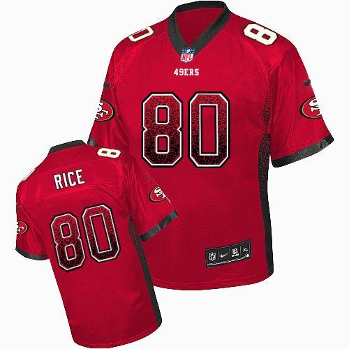 49ers #80 Jerry Rice Red Team Color Men's Stitched Elite Drift Fashion Jersey cheap jerseys for sale - CheapJerseys.Shop