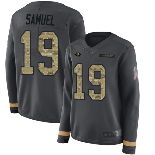 49ers #19 Deebo Samuel Anthracite Salute To Service Women's Stitched Limited Therma Long Sleeve Jersey cheap jerseys for sale - CheapJerseys.Shop