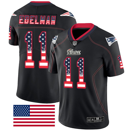 Patriots #11 Julian Edelman Black Men's Stitched Limited Rush USA Flag Jersey cheap jerseys for sale - CheapJerseys.Shop